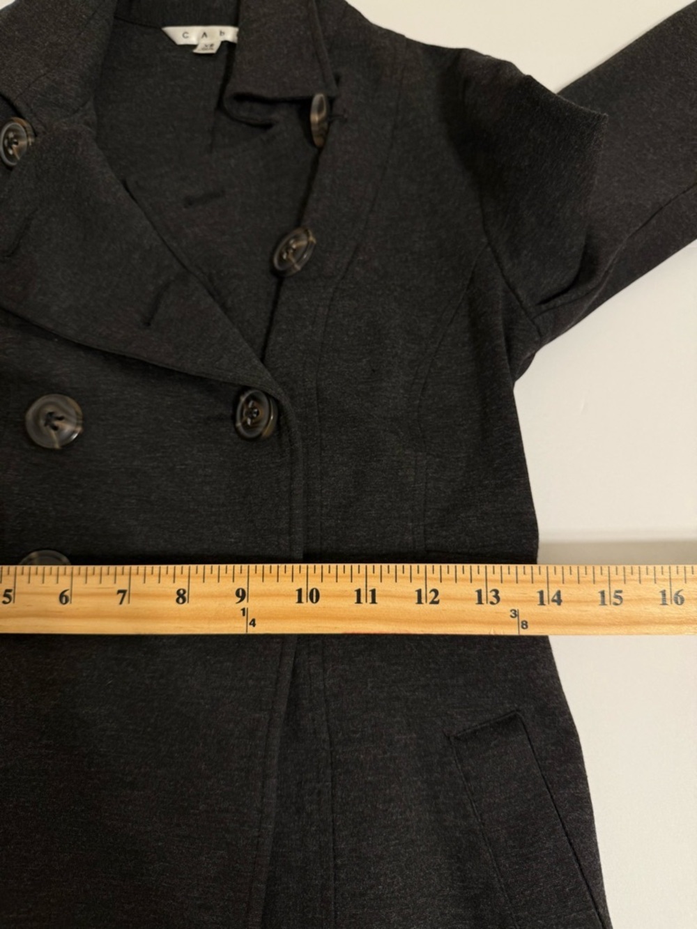 CAbi Ponte Knit Double Breasted Trench Pea Coat XS Dark Grey Charcoal Casablanca - Picture 11 of 16